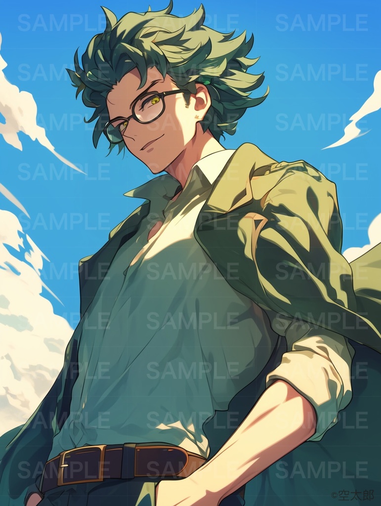 緑のメガネ男子