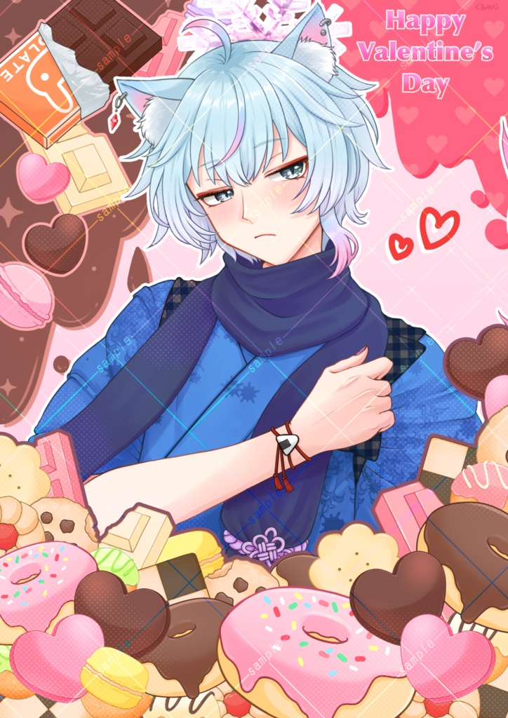 手描きイラスト/チョコレート/バレンタインデーフレーム背景セット