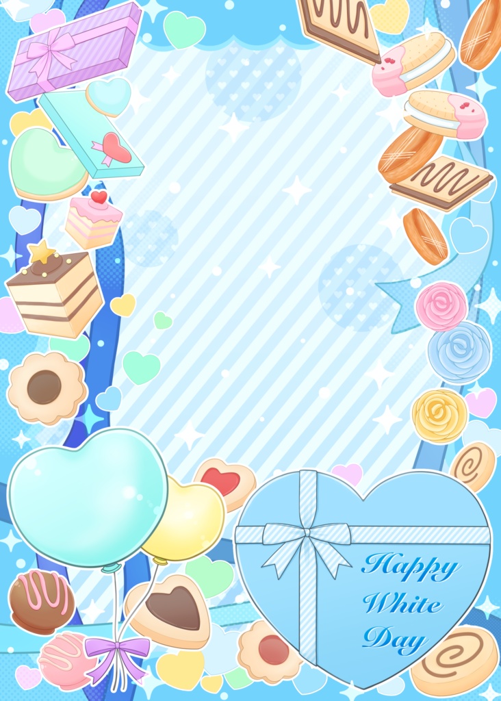 手描きイラスト/ホワイトデーフレーム背景セット