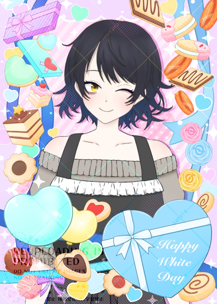 手描きイラスト/ホワイトデーフレーム背景セット