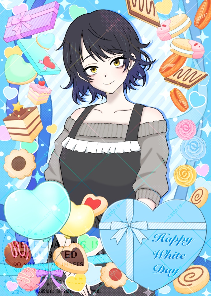 手描きイラスト/ホワイトデーフレーム背景セット