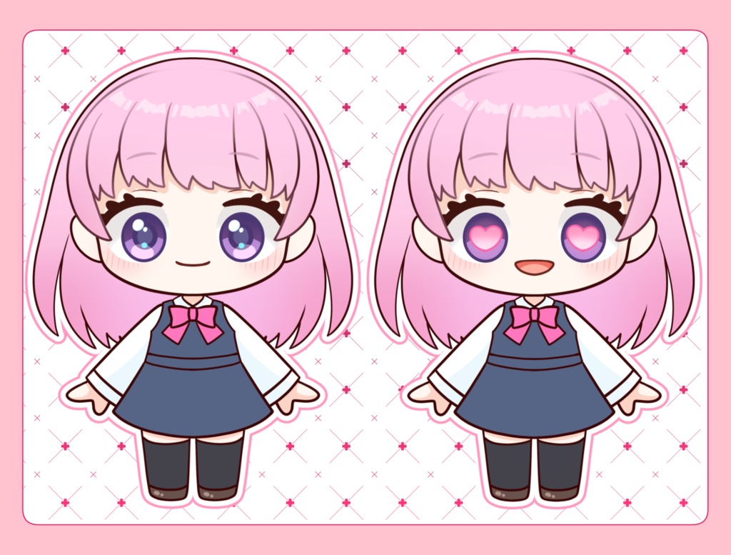 【汎用/パーツ分け済みPSD】ちびこ(茶色/ピンク)モデリング練習にも!