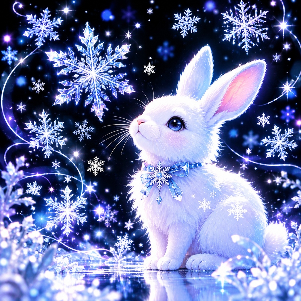 うさぎと雪の結晶　デジタルペーパー