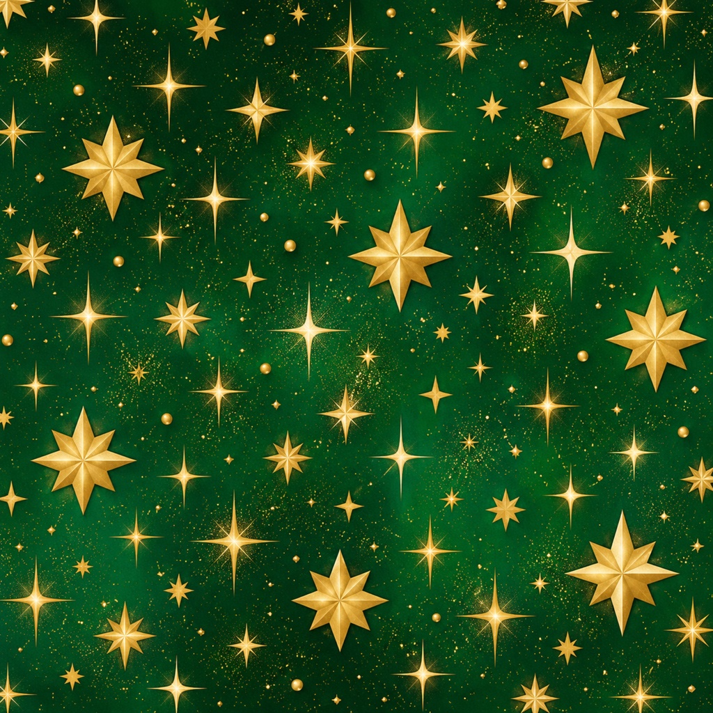Christmas Paper 001|星降るクリスマス・ゴールド&グリーン|デジタルペーパー3枚セット