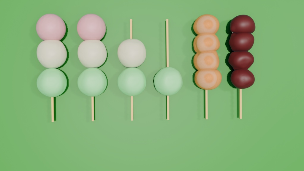 【3DCG】団子セット1(ローポリモデル一部あり)