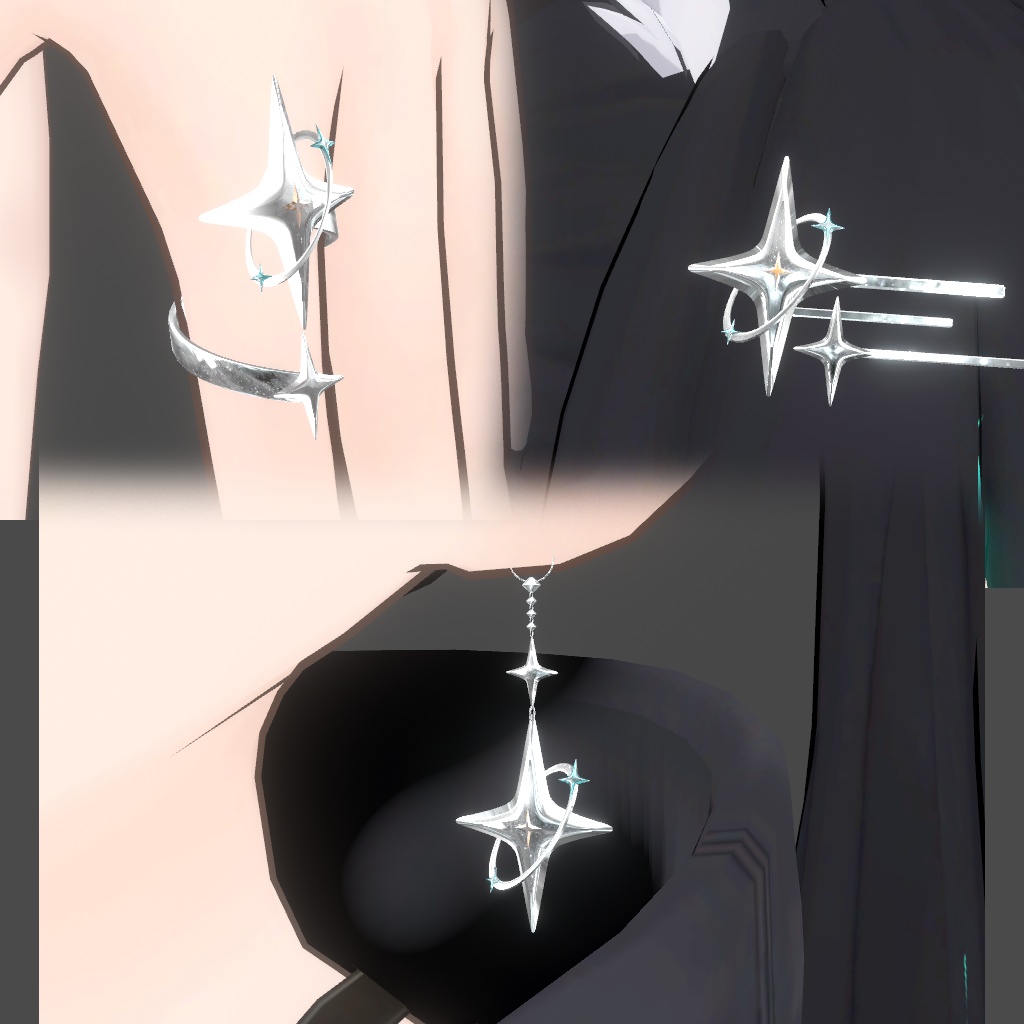 星の海 イヤリング指輪ヘアピン Earrings rings hairpins V01