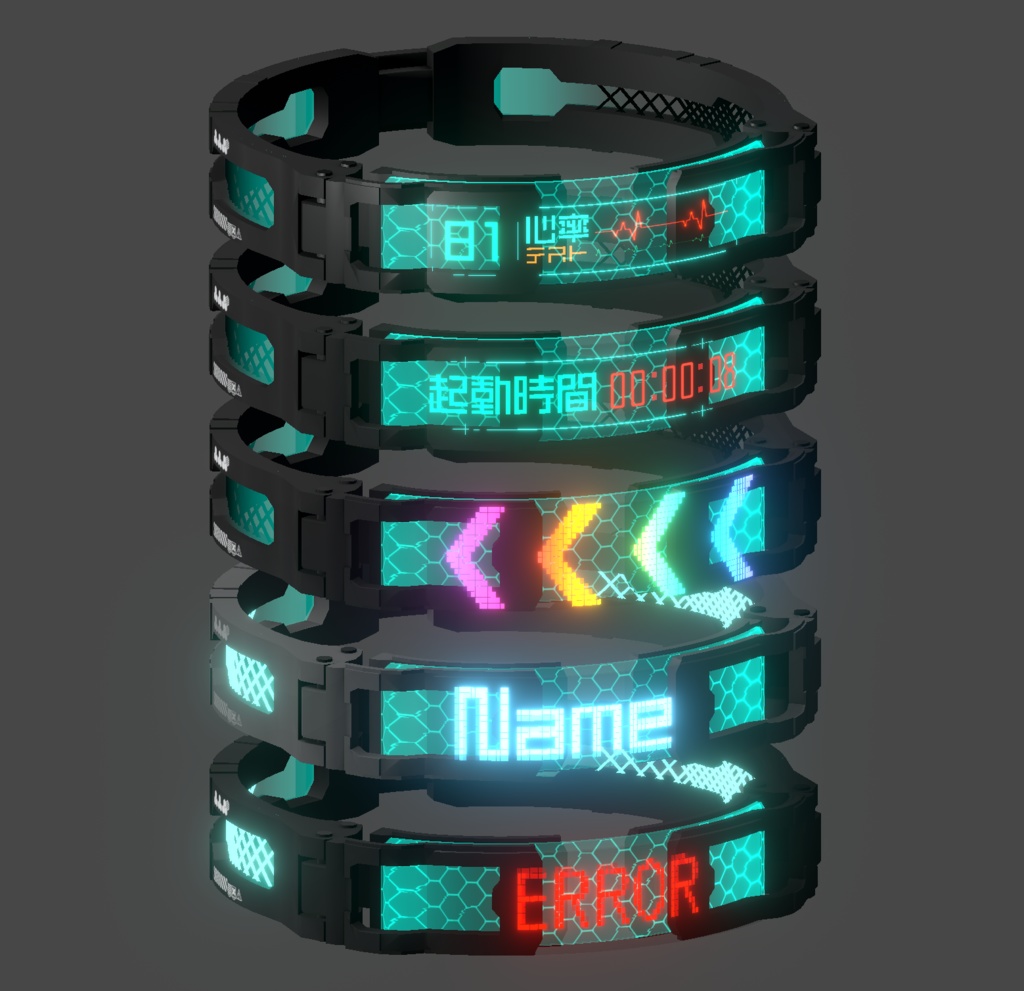 O1型首輪 Band necklace Pixels