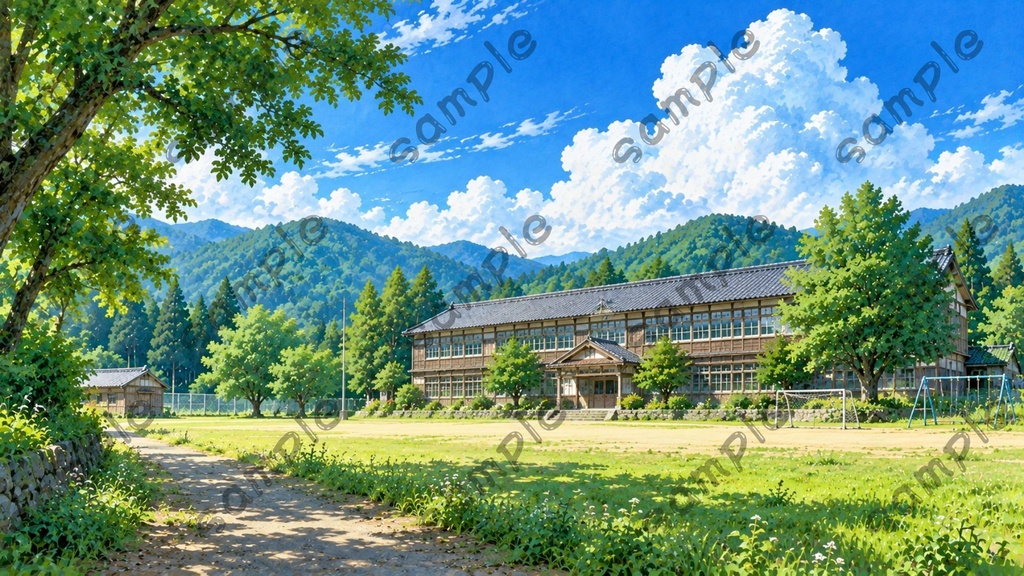 |田舎と夏の風景|ノスタルジック風景イラスト10枚セット|