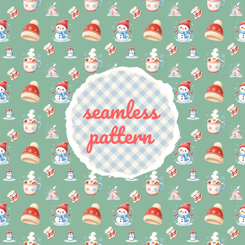WINTER DAYS|かわいい冬のシームレスパターン 6色セット|デジタルペーパー