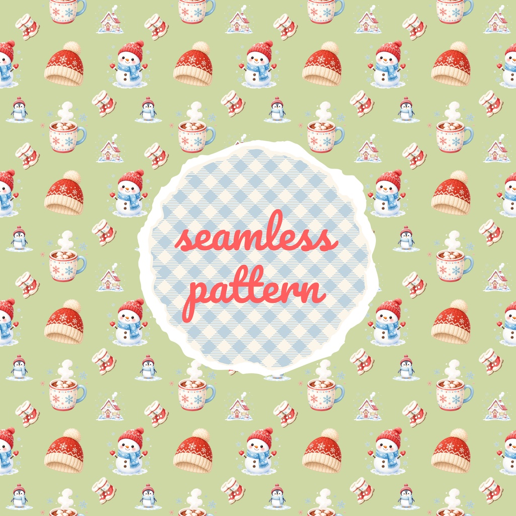 WINTER DAYS|かわいい冬のシームレスパターン 6色セット|デジタルペーパー