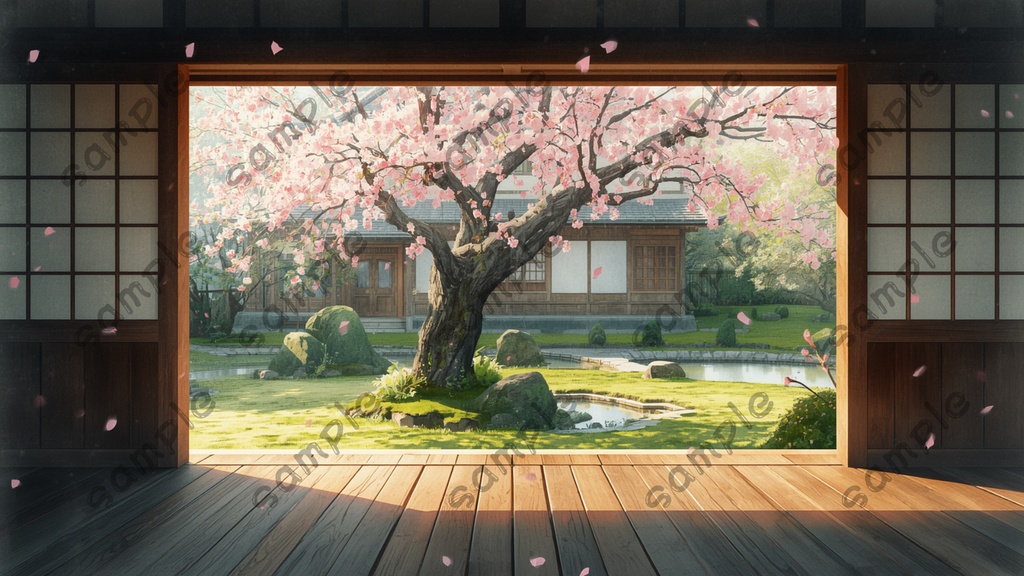 日本の春と桜の風景|ノスタルジックな春の風景イラスト10枚セット