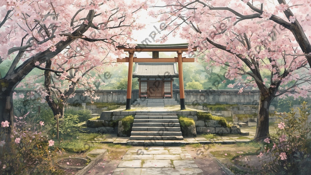 日本の春と桜の風景|ノスタルジックな春の風景イラスト10枚セット