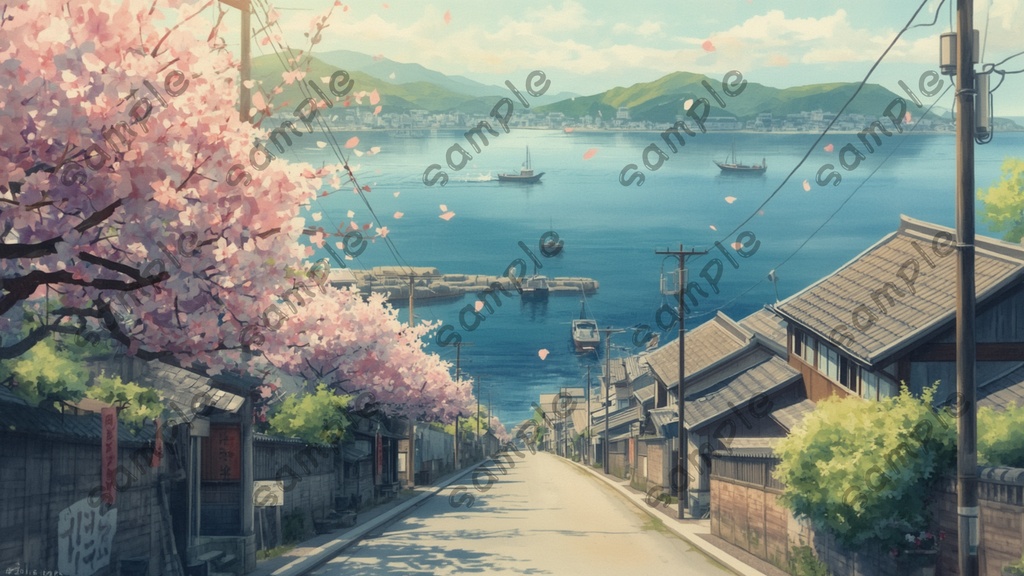 日本の春と桜の風景|ノスタルジックな春の風景イラスト10枚セット