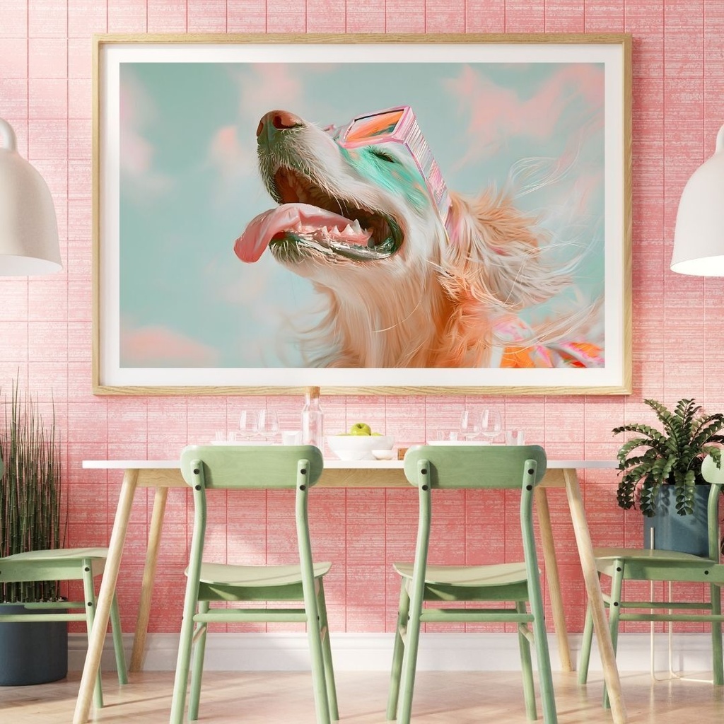 ゴールデンレトリバーのアート4枚セット｜パステルカラーの犬イラスト・高解像度プリント用データ