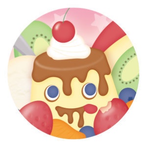 【ポスカ・バッジ】デリシャス!プリンアラモード