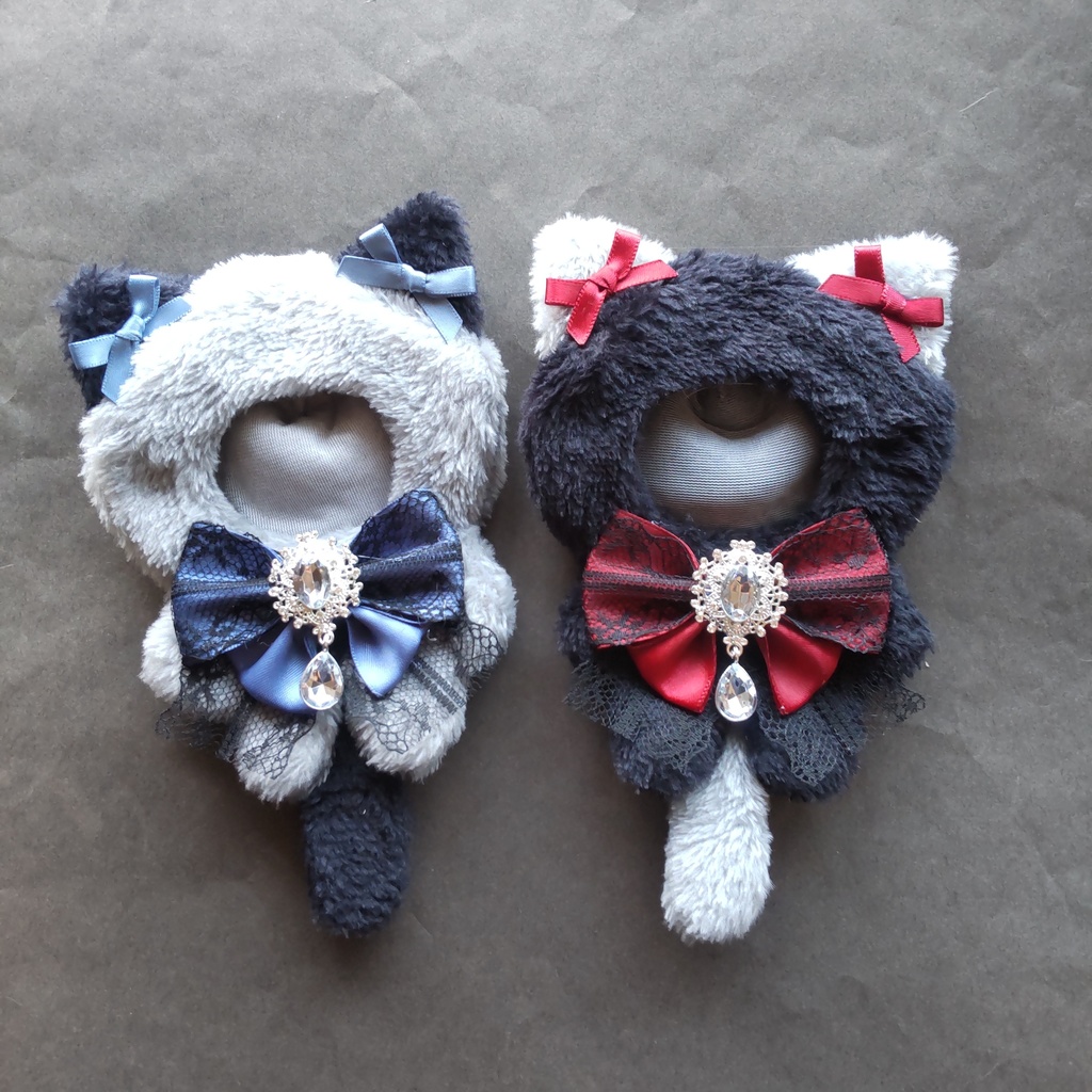 黒ねこ グレーねこ セット 10~12cm ぬい服