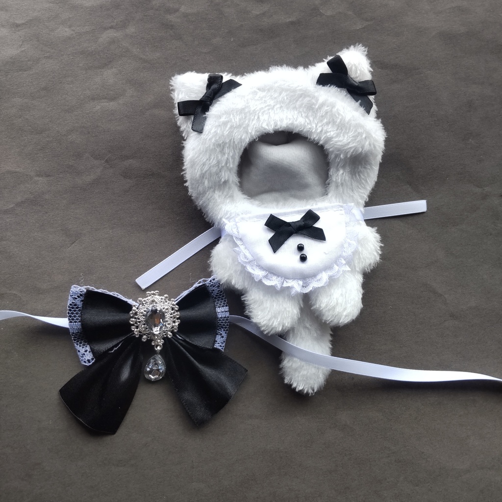 しろねこ　スタイ　リボンセット　着ぐるみ　ぬい服