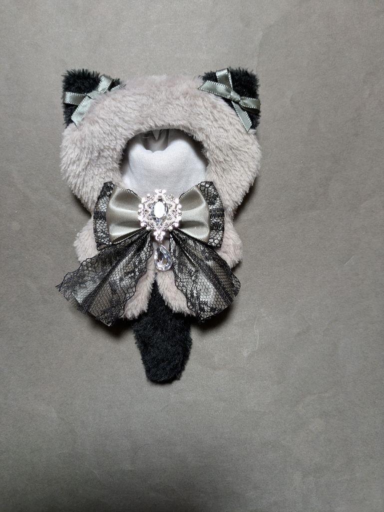 グレージュねこ グレーリボン 10cm 〜 12cm