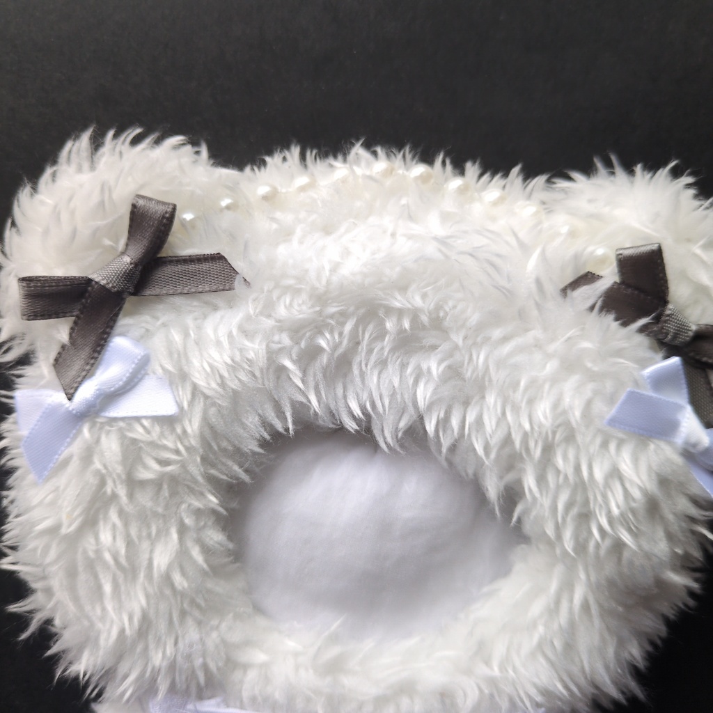 モフ白 くまみみ スタイ パールティアラ ぬい服 10センチ 12センチ