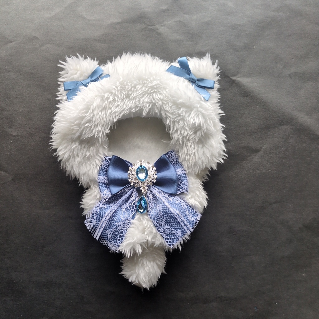 ちびぐるみ　ぬい服　着ぐるみ　ねこ　くすみブルー