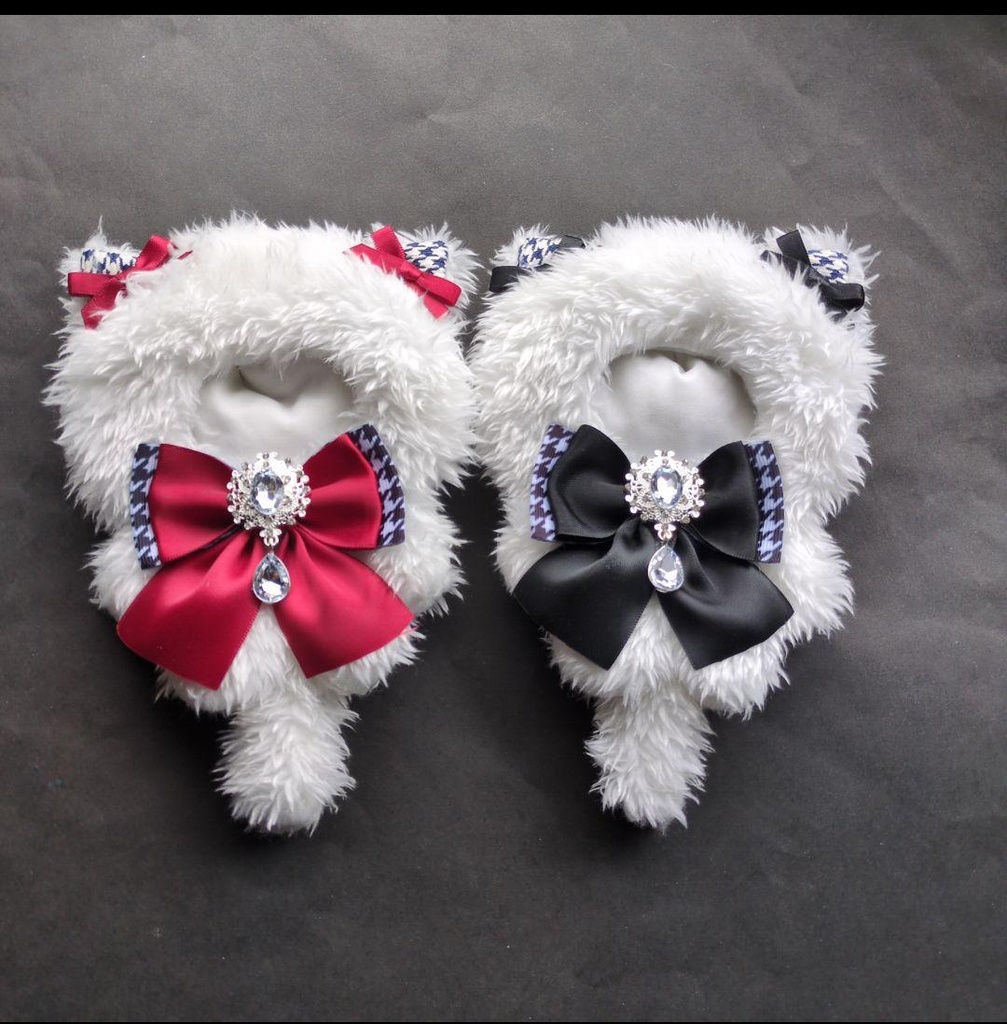 白猫 ぬい服 着ぐるみ 千鳥格子 セット