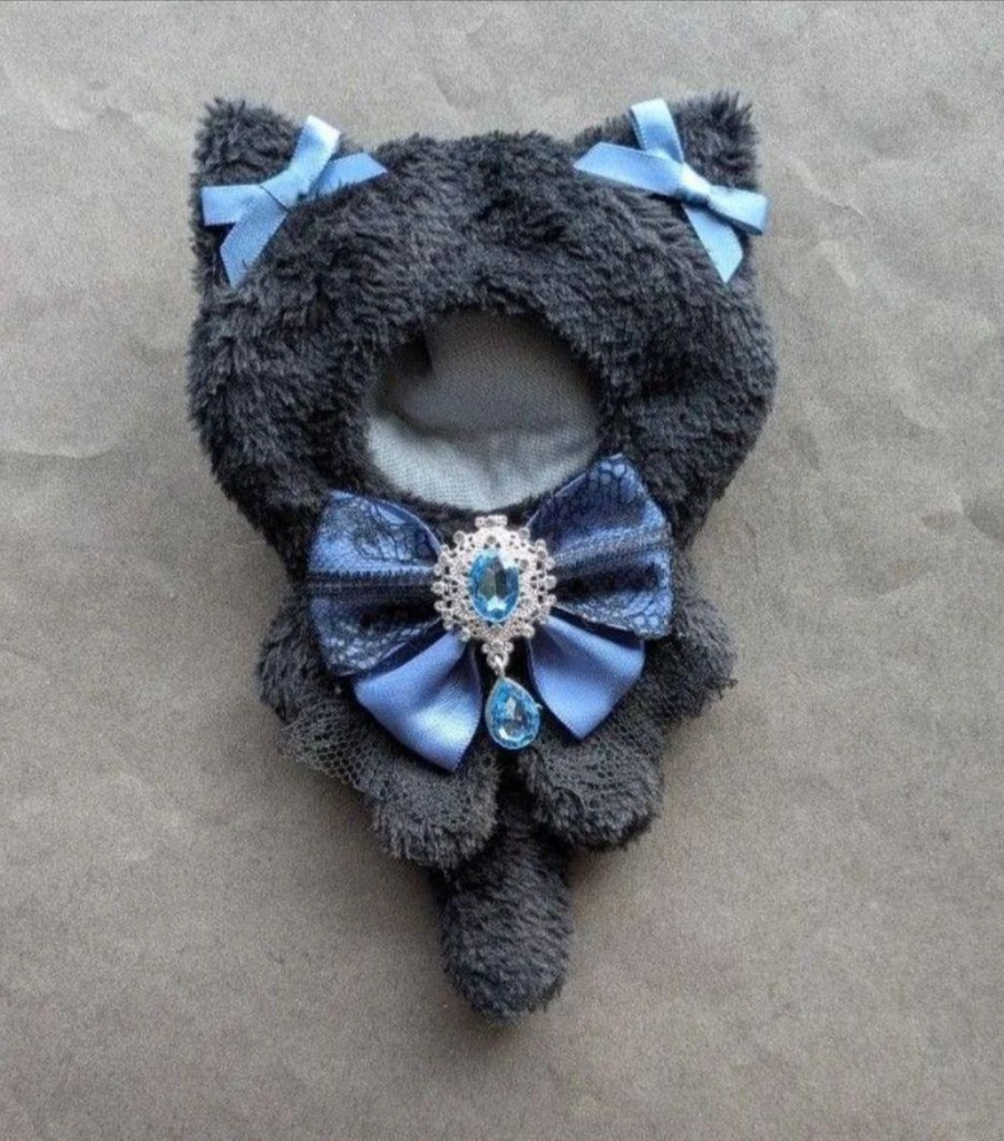 くろねこ　ぬい服　着ぐるみ　くすみブルー　しっぽ　