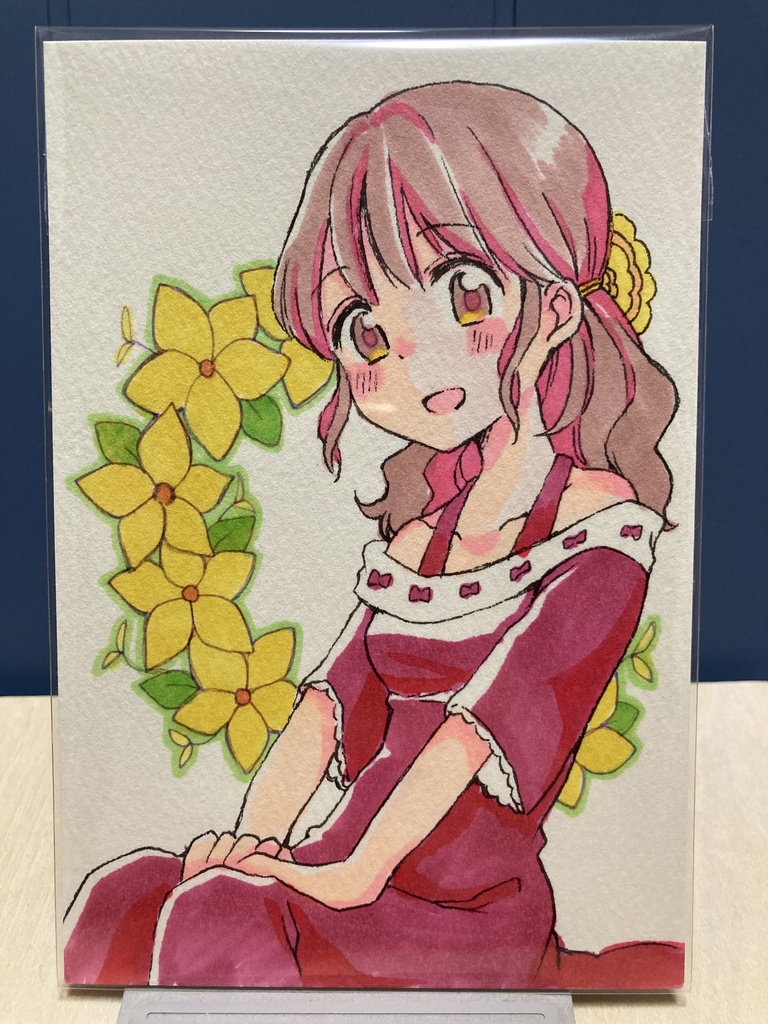ドローイング（手描き原画）008番「花ひらく」