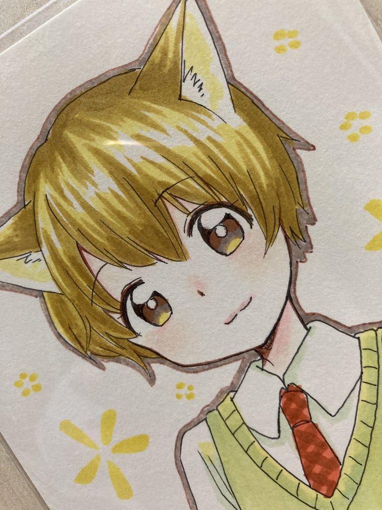 ドローイング(手描き原画)015番「ひかえめ」