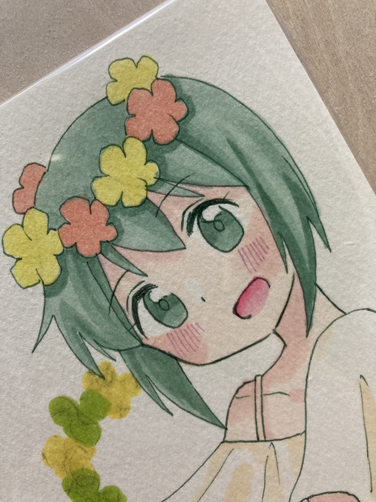 ドローイング(手描き原画)020番「はなかんむり」