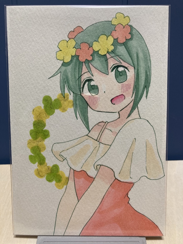 ドローイング（手描き原画）020番「はなかんむり」