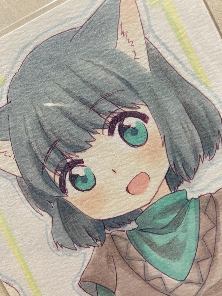 ドローイング(手描き原画)026番「にあいますか?」