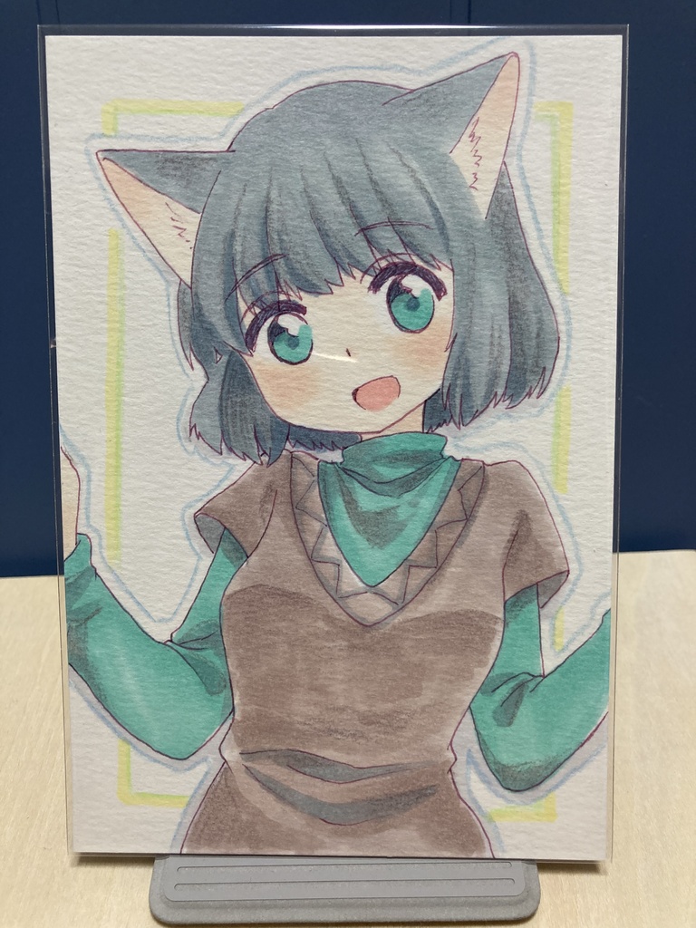 ドローイング(手描き原画)026番「にあいますか?」