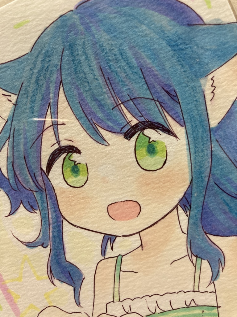 ドローイング(手描き原画)032番「きらきらを胸に」