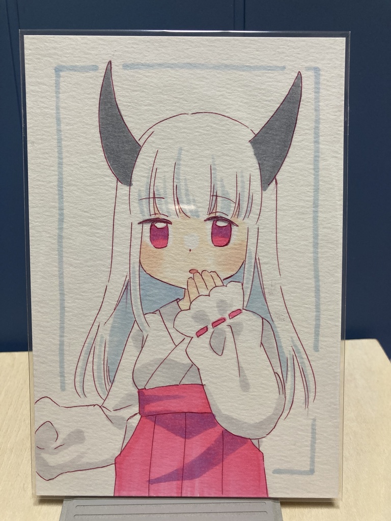 ドローイング（手描き原画）035番「ちいさな巫女さん」