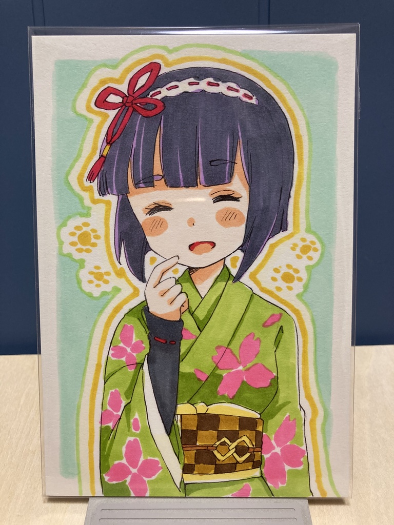 二次創作ドローイング（手描き原画）F001番「笑顔のみやび」