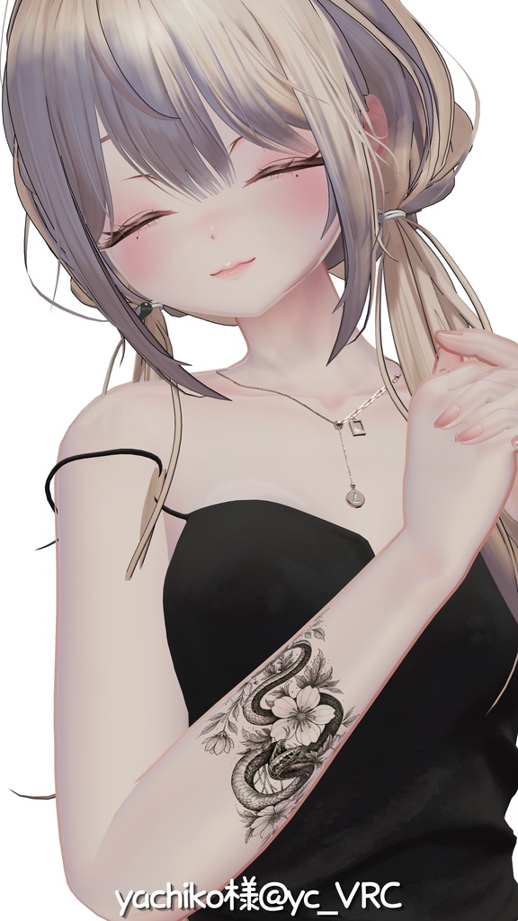 蛇と花 タトゥー風デカール