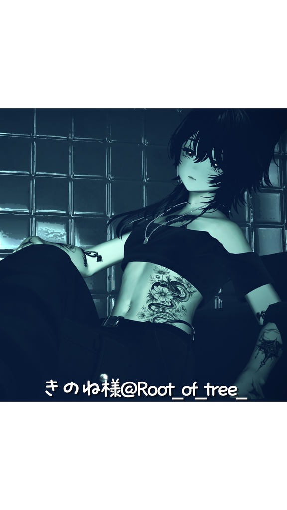 蛇と花 タトゥー風デカール