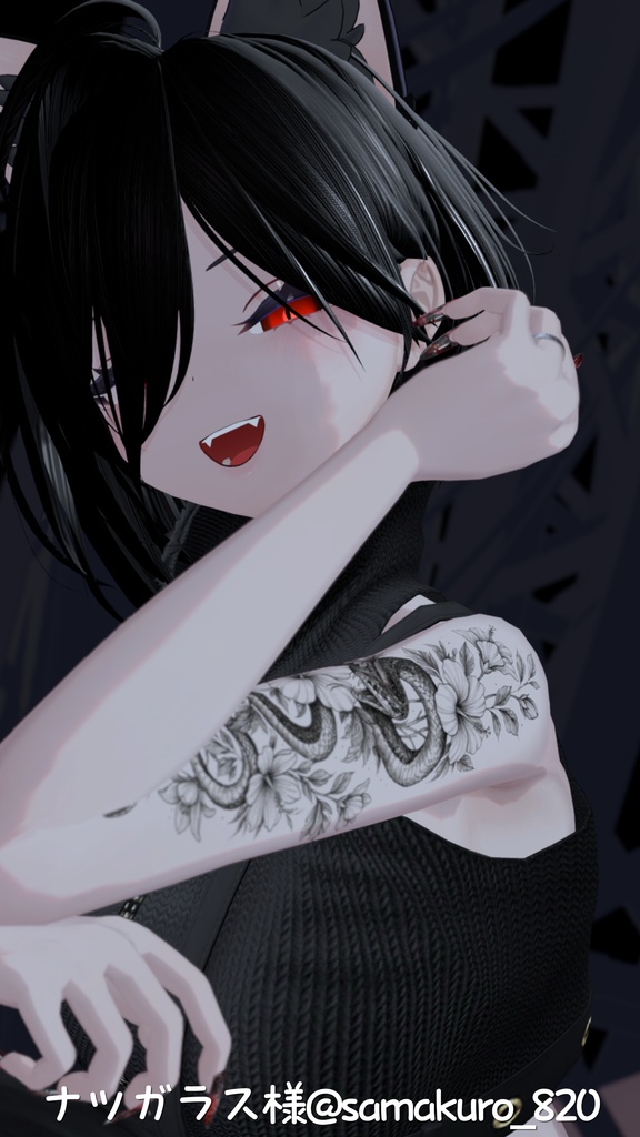 蛇と花 タトゥー風デカール