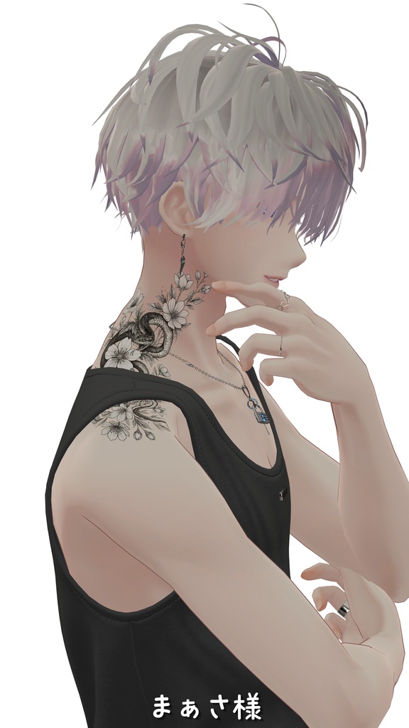 蛇と花 タトゥー風デカール