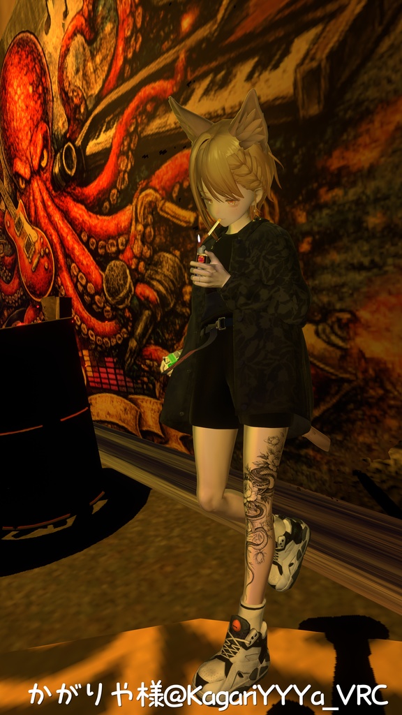 蛇と花 タトゥー風デカール