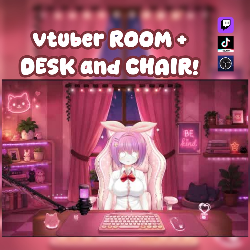 VTUBER ROOM + Chair and desk for livestream