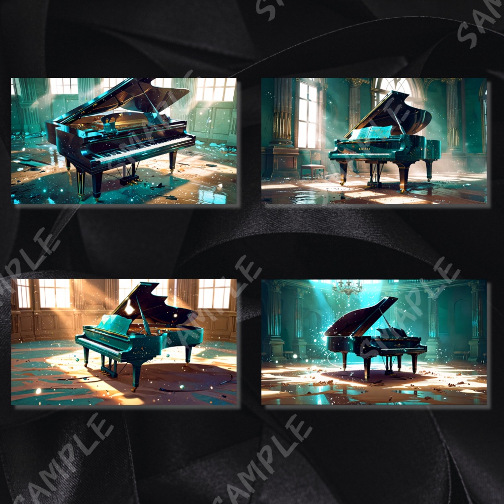 【背景素材】沈みゆく静寂 - 水中に眠る5つの幻想空間 全20枚セット(静止画 / 商用利用可)