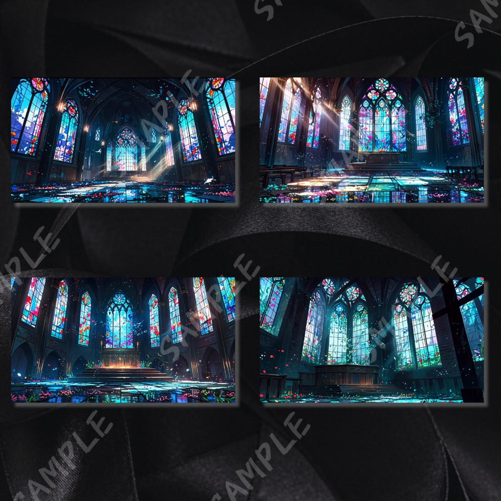 【背景素材】沈みゆく静寂 - 水中に眠る5つの幻想空間 全20枚セット(静止画 / 商用利用可)