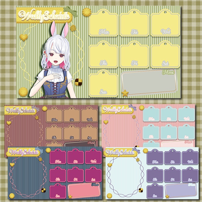 【スケジュール表】無配版有・クッキー缶風スケジュール表・全5色【Vtuber/配信者向け】