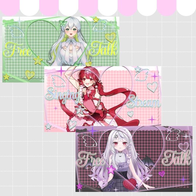 【サムネイル素材】無配あり♡雑談&歌枠配信用!全8色【Vtuber/配信者向け】
