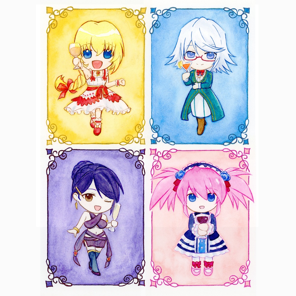 正装ミニキャライラストアナログ4枚セット