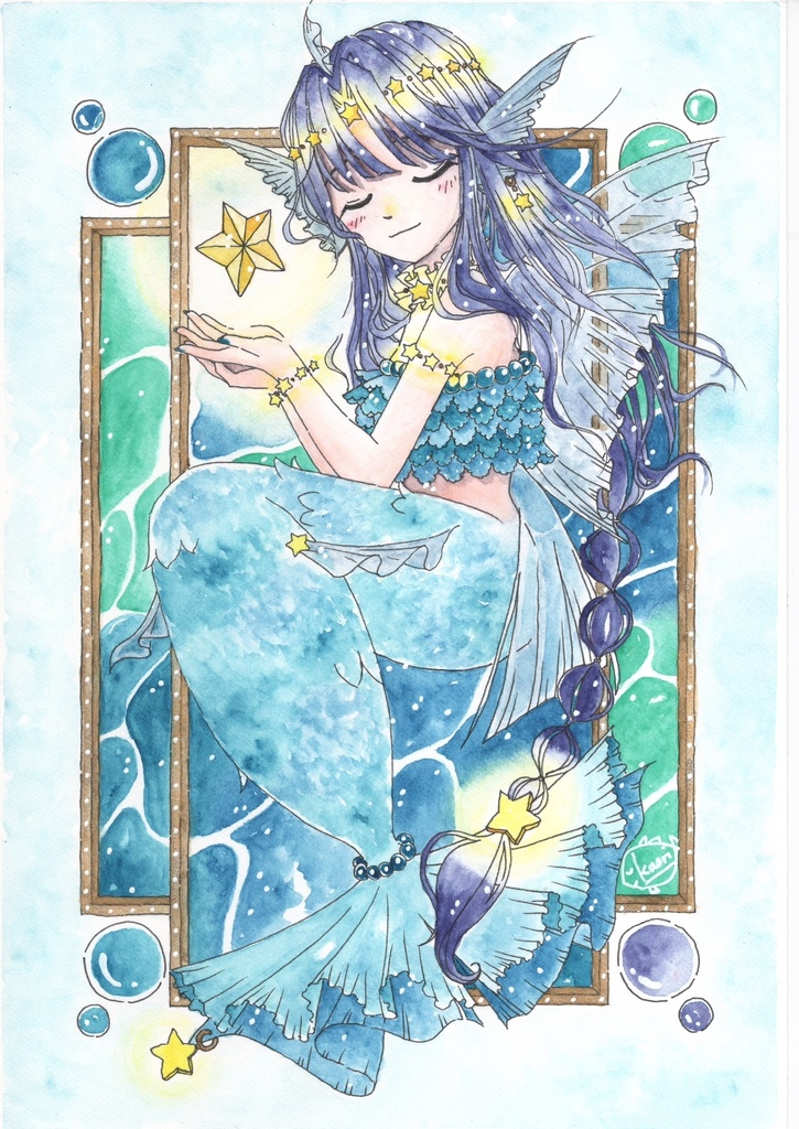 B5サイズ原画『海の青色』