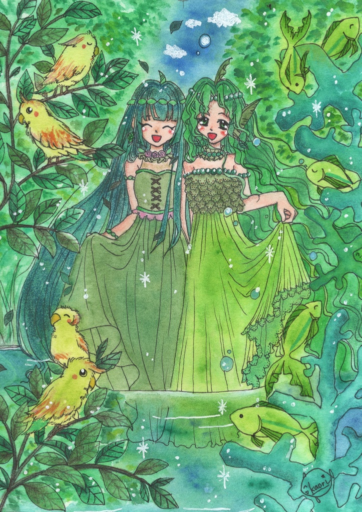 2Lサイズ原画『翠の世界』