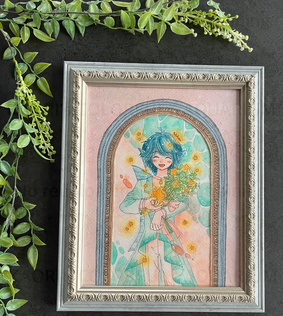 インチサイズ額装作品『空から海へ』