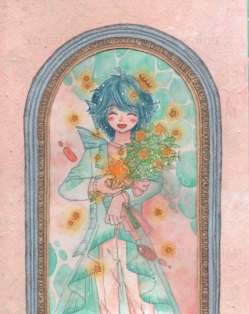 インチサイズ額装作品『空から海へ』